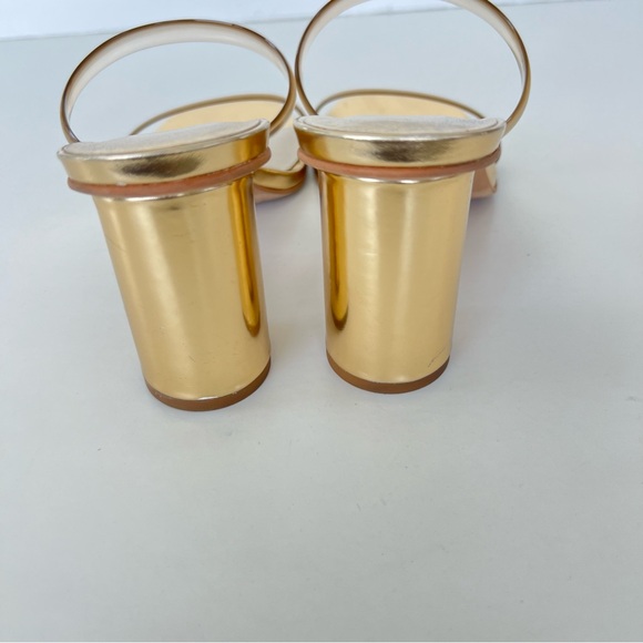 ♦️SOLD♦️DOLCE VITA Noles Gold w Clear Straps Open Toe Slides Slip On Heels Sanda - Picture 9 of 16